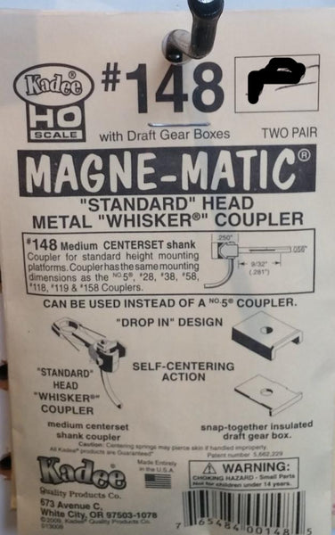 HO Kadee #148 "Standard" Head Metal "Whisker" Coupler