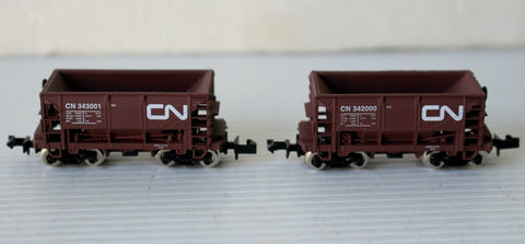 N Model Power CN (Brown) Ore Cars (2) #2870 (Previously Owned)