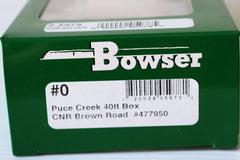 HO Scale Bowser Puce Creek Canadian National 40' Single Door Box Car Rd. #477950 Item #2-5978 (Brown)