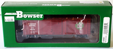 HO Scale Bowser Puce Creek Canadian National 40' Single Door Box Car Rd. #479049 Item #2-5981 (Brown)