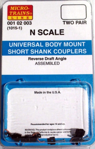 Micro-Trains N Scale Universal Body Mount Short Shank Couplers #1015-1 (2 Pair)