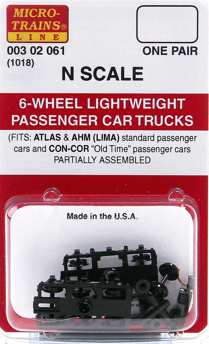 Micro-Trains N Scale 6-Wheel Lightweight Passenger Car Trucks #1018
