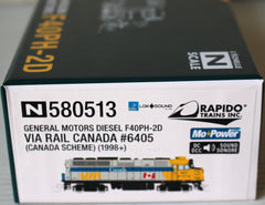 N Rapido VIA RAIL CANADA GMD F40PH-2D Locomotive (Canada Scheme) w/DCC and Sound