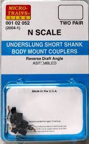 Micro-Trains N Scale Underslung Short Shank Body Mount Couplers (2 Pair)