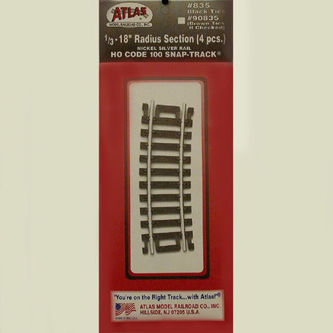 Atlas HO Code 100 Snap-Track 1/3-18" Radius Section #835