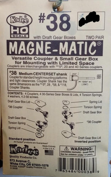 HO Kadee #38 Versatile Coupler & Small Gear Box