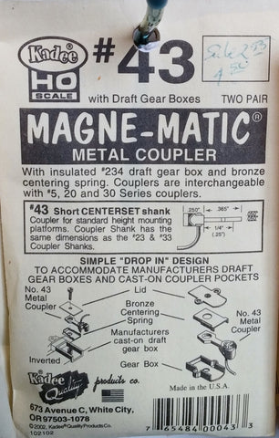 HO Kadee #43 Metal Couplers