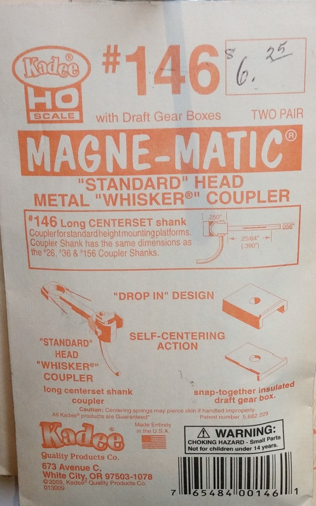 HO Kadee #146 "Standard" Head Metal "Whisker" Coupler