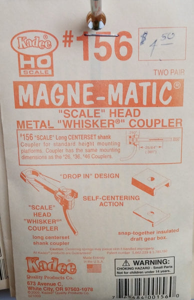 HO Kadee #156 "Scale" Head Metal "Whisker" Coupler