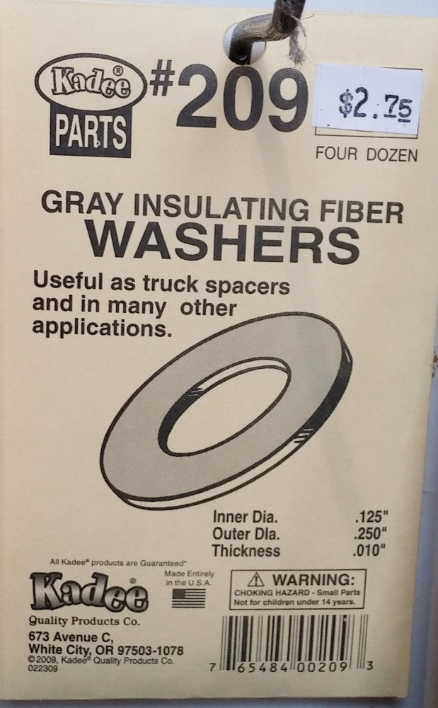 HO Kadee #209 Gray Insulating Fiber Washers