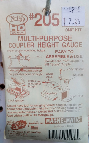 HO Kadee #205 Multi-purpose Coupler Height Gauge