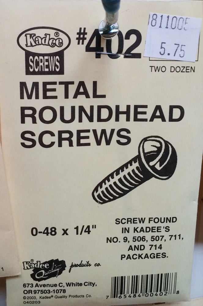 HO Kadee #402 Metal Roundhead Screws