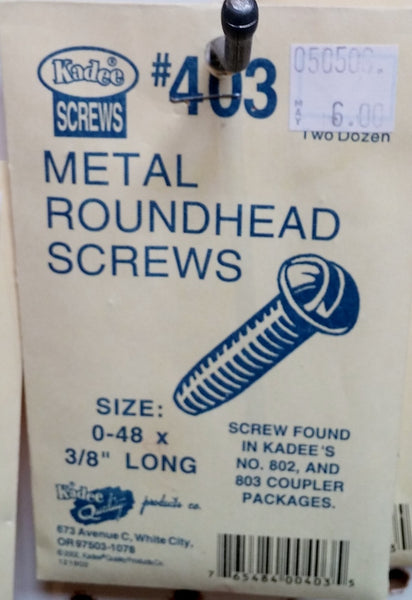HO Kadee #403 Metal Roundhead Screws