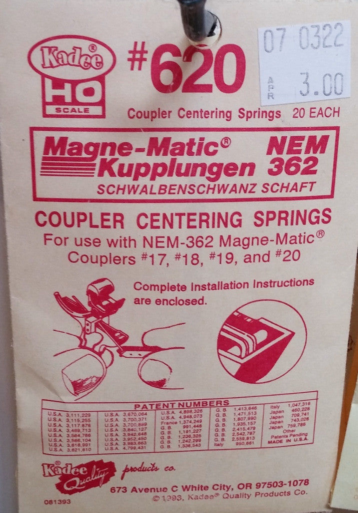 HO Kadee #620 Coupler Centering Springs