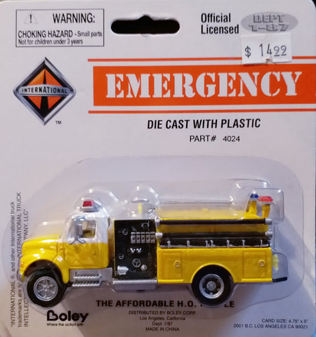 HO Boley International Emergency Yellow Fire Engine #4024