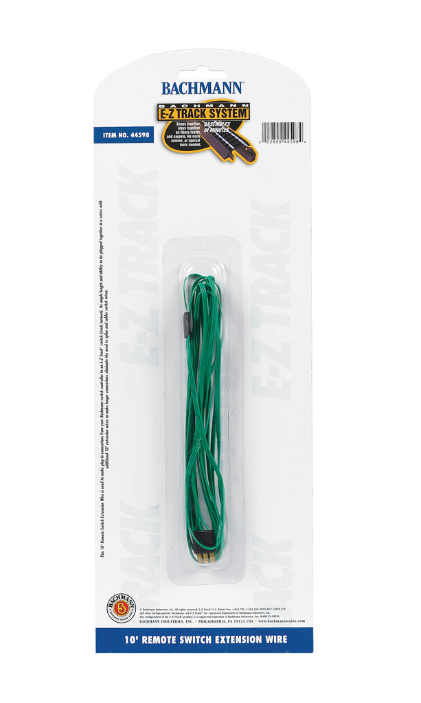 HO Bachmann EZ Track 10' Plug-In Remote Switch Extension Wire - Green