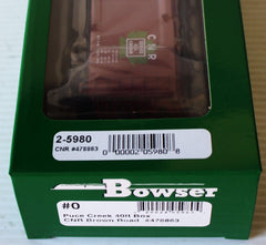 HO Scale Bowser Puce Creek Canadian National 40' Single Door Box Car Rd. #478863 Item #2-5980 (Brown)