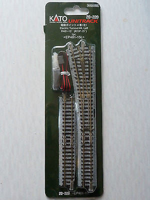 Kato N Scale R19" 15 Degree #4 Left Hand Electric Turnout 20-220