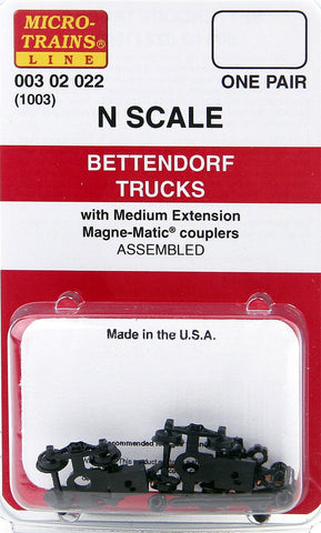 Micro-Trains N Scale Bettendorf Trucks (with medium extension couplers) #1003