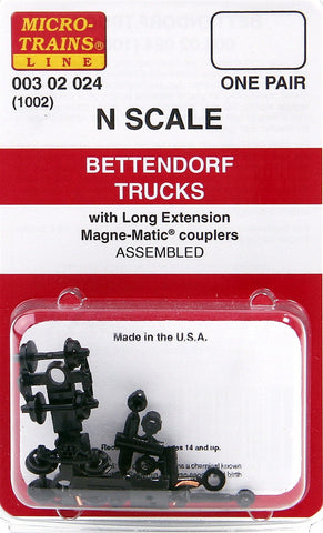 Micro-Trains N Scale Bettendorf Trucks (with long extension couplers) #1002