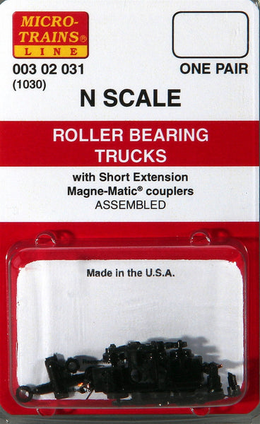 Micro-Trains N Scale Roller Bearing Trucks (with short extension couplers) #1030