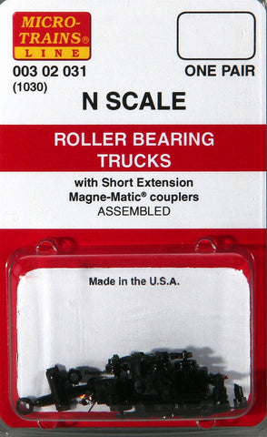 Micro-Trains N Scale Roller Bearing Trucks (with short extension couplers) #1030