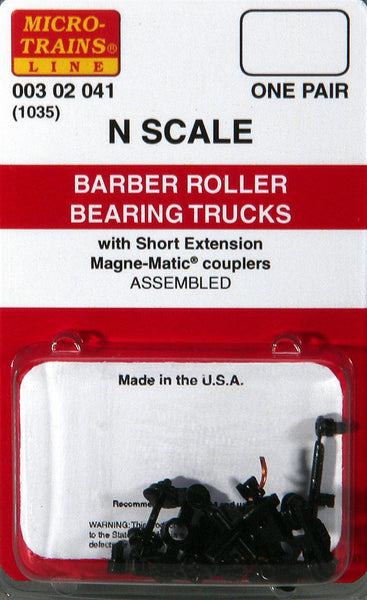 Micro-Trains N Scale Barber Roller Bearing Trucks (with short extension couplers) #1035