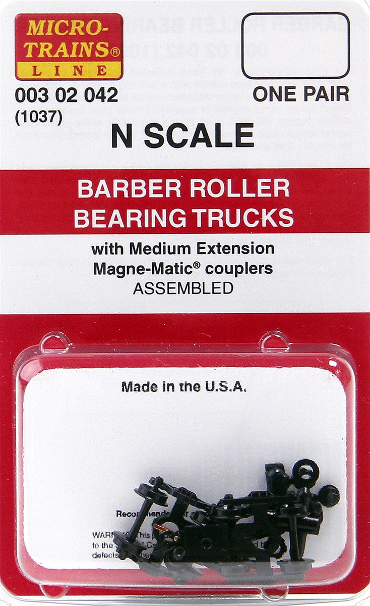 Micro-Trains N Scale Barber Roller Bearing Trucks (with medium extension couplers) #1037