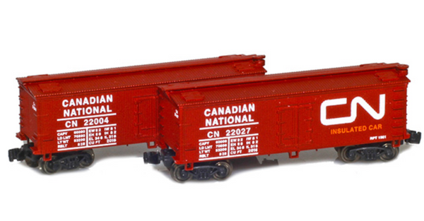 Z Scale Canadian National 34' Woodside Reefer (2 Car Set) by Full Throttle FTB9018-1