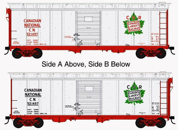 HO Scale Bowser Canadian National Maple Leaf Steel 40' Single Door Box Car Rd. #521499 Item #42842