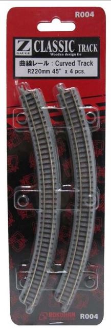 Z Scale Rokuhan R004 220mm Radius 45 deg Curve Track