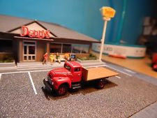 HO Mini Metals White Super Power Factory Red Flatbed Truck